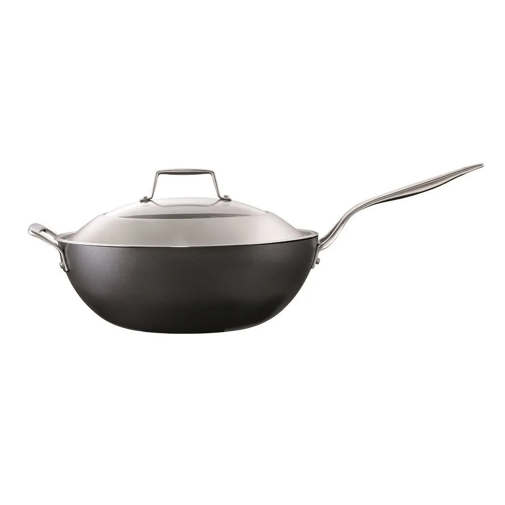 Cuisine::pro Diamond 9 Hard Anodised Non-Stick Wok with Lid 32cm