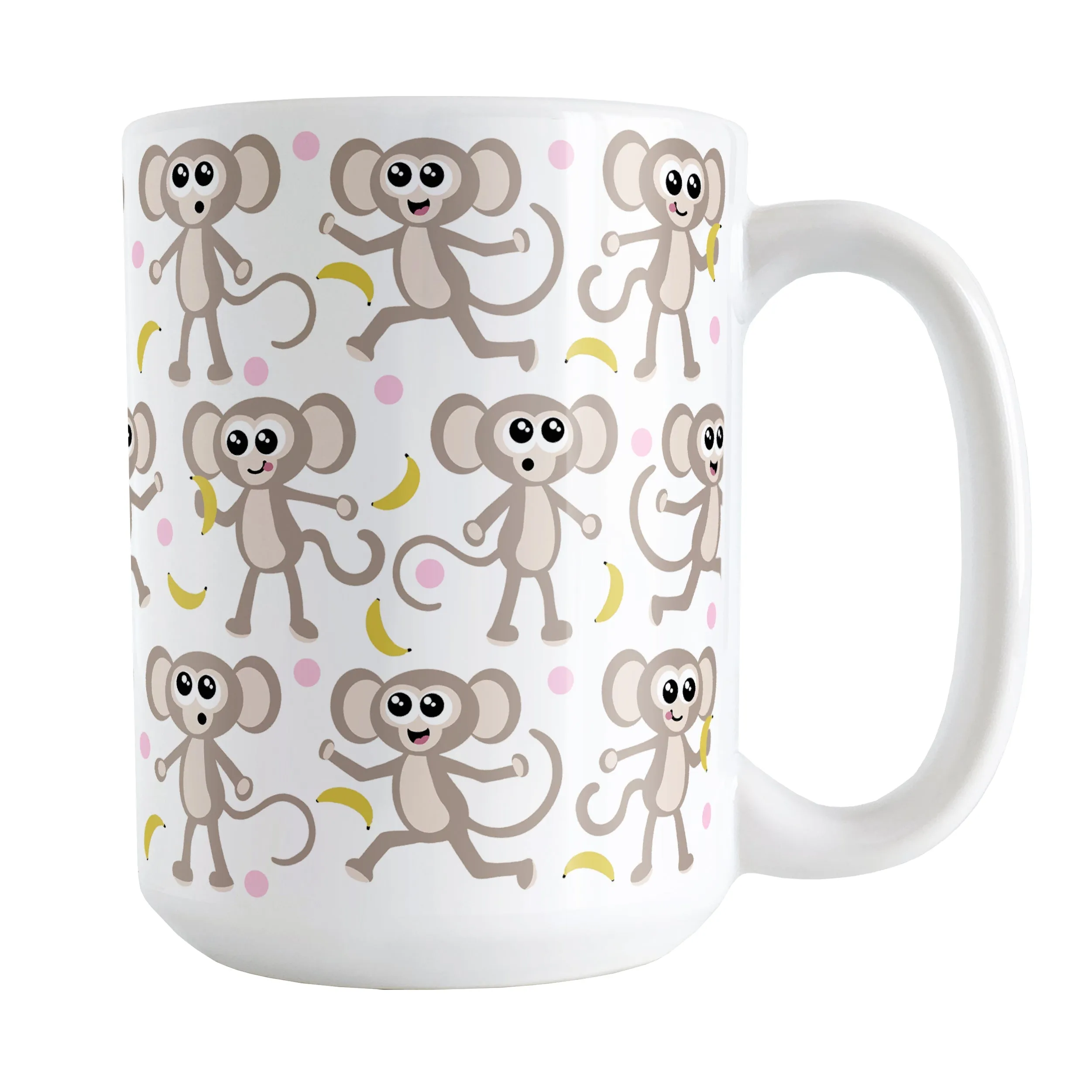 Cute Monkey Pattern with Pink Dots Mug