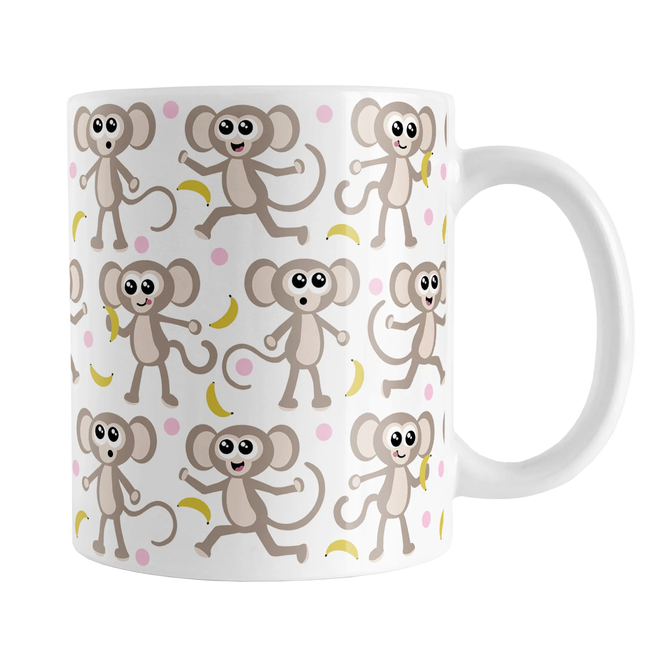 Cute Monkey Pattern with Pink Dots Mug