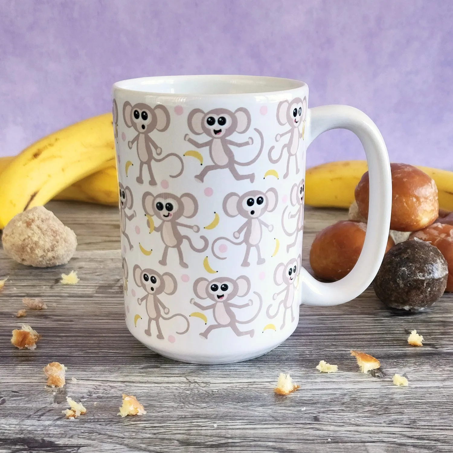 Cute Monkey Pattern with Pink Dots Mug