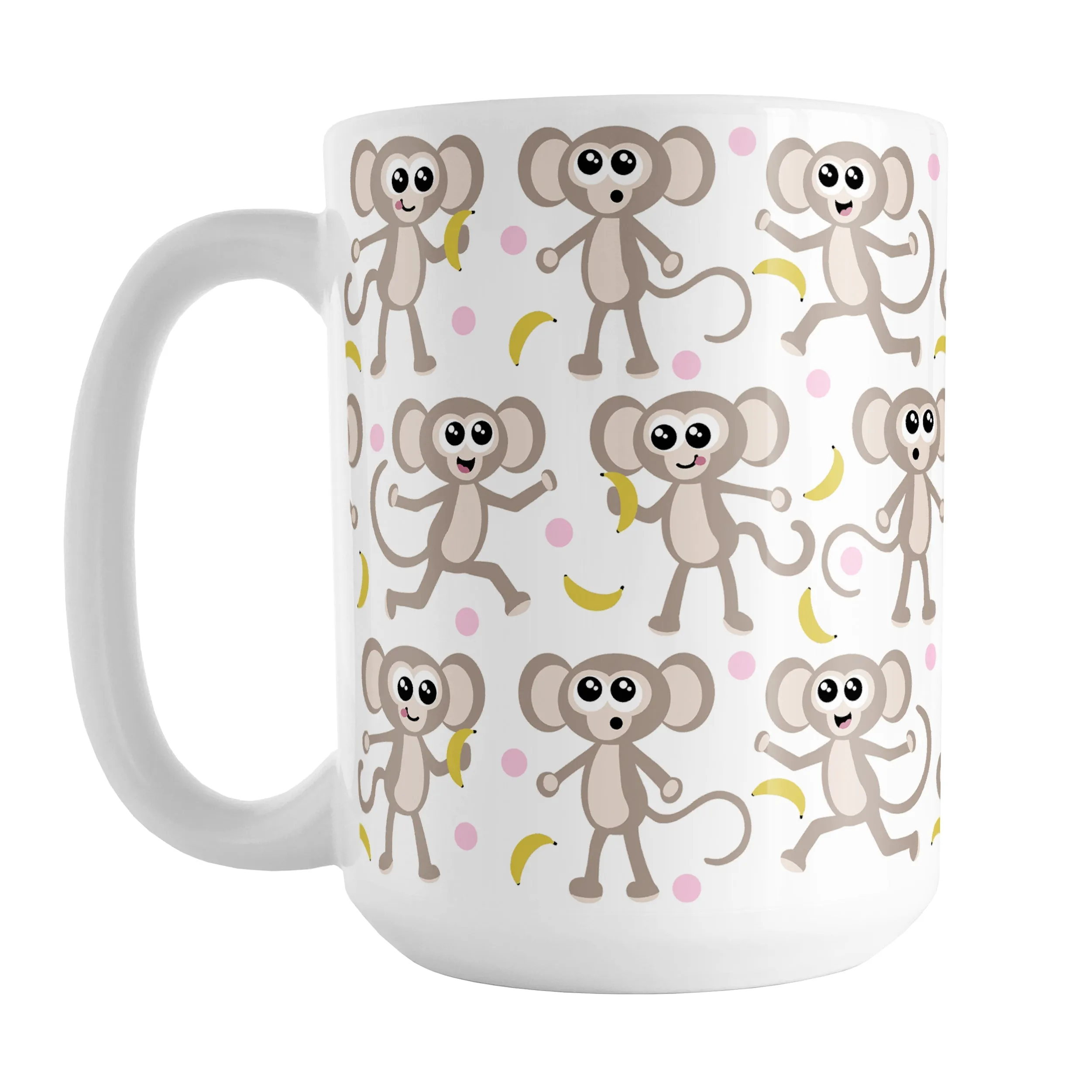 Cute Monkey Pattern with Pink Dots Mug