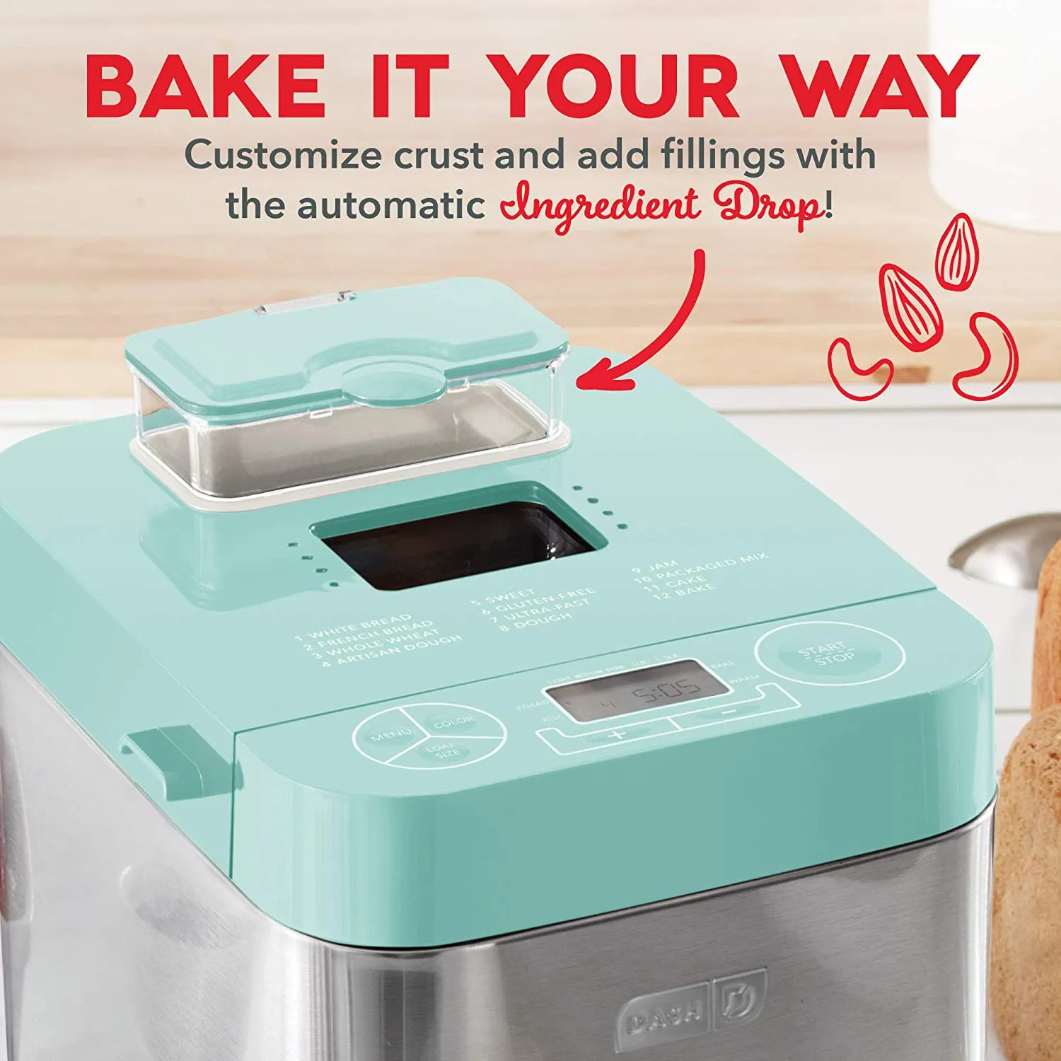 Dash Everyday 1.5 Lb Bread Maker Aqua - Certified Refurbished