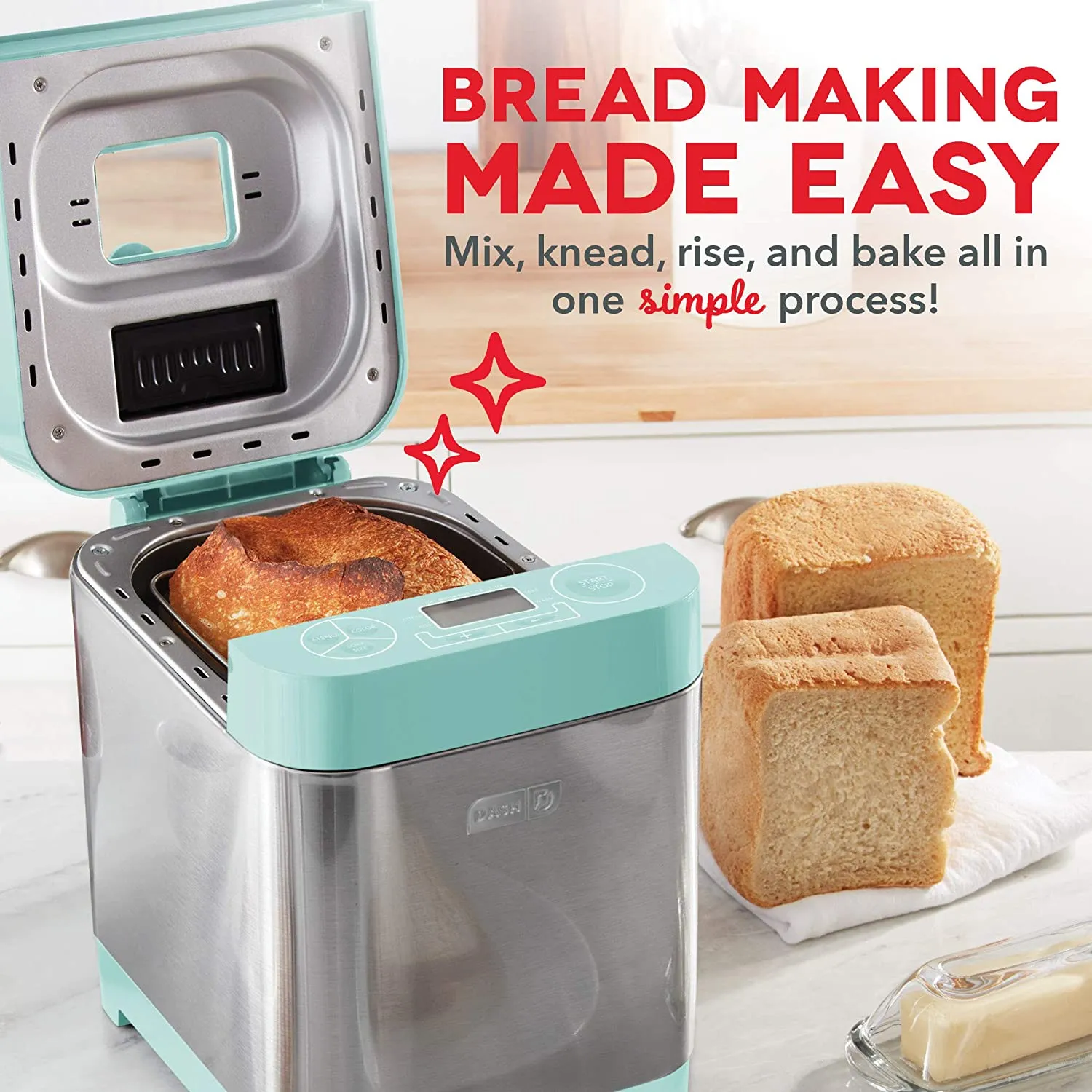 Dash Everyday 1.5 Lb Bread Maker Aqua - Certified Refurbished