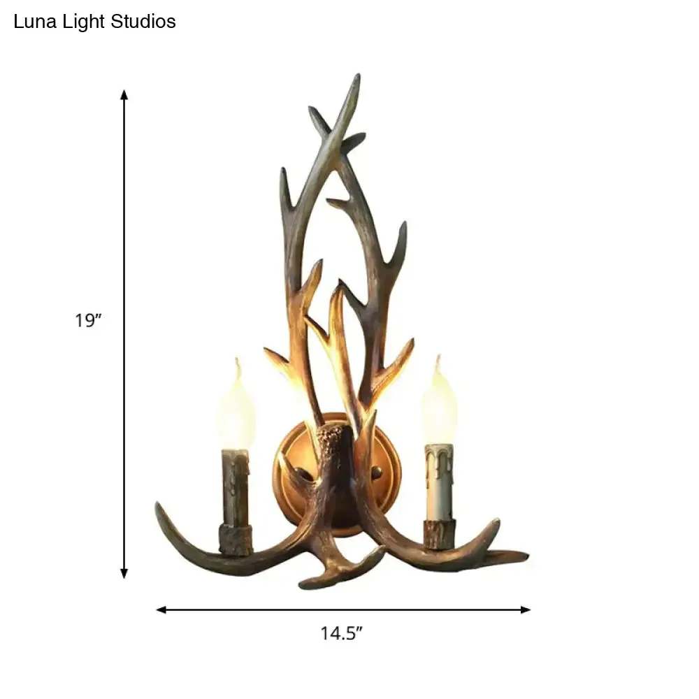 Deer Horn Resin Open Bulb Wall Lamp - 1 Light Lodge Country Sconce Light for Kitchen