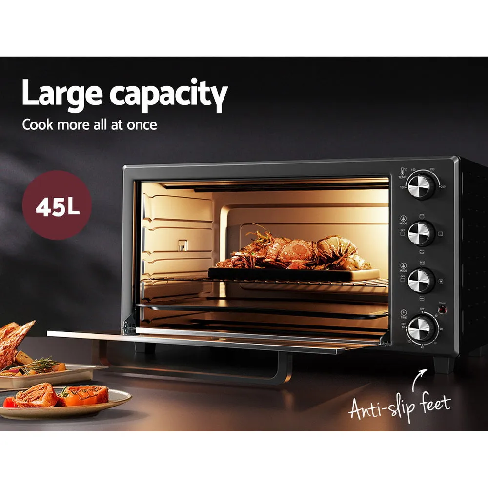 Devanti Electric Convection Oven Bake Benchtop Rotisserie Grill 45L