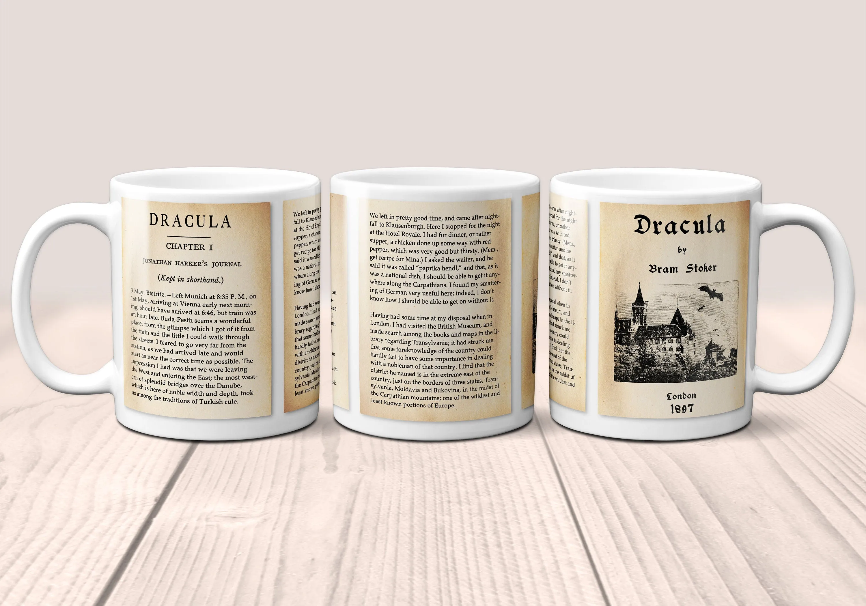 Dracula by Bram Stoker Mug. Coffee Mug with Dracula book pages, Bookish Gift,Literature Mug, Book Lover Mug, Librarian gift.