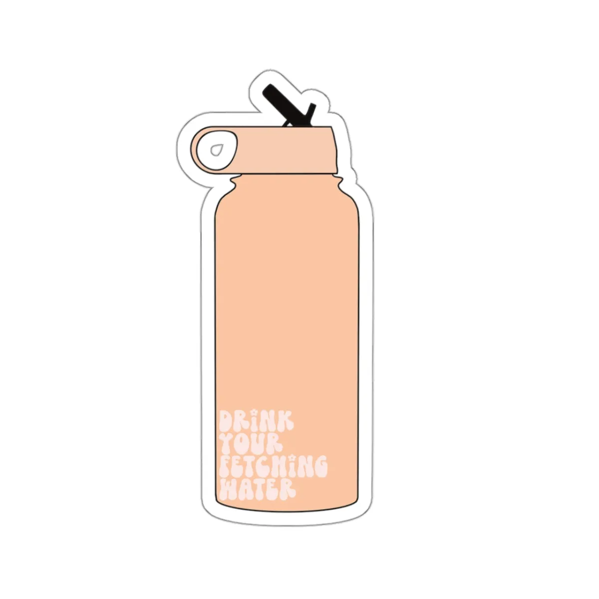 Drink Your Fetching Water Peach Water Bottle Kiss-Cut Sticker