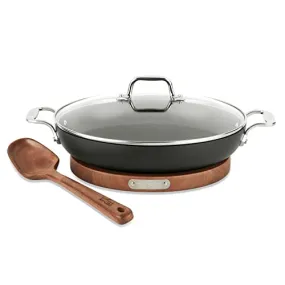 Ensemble de wok 3L, cuillère et plateau en bois d'acacia All-Clad