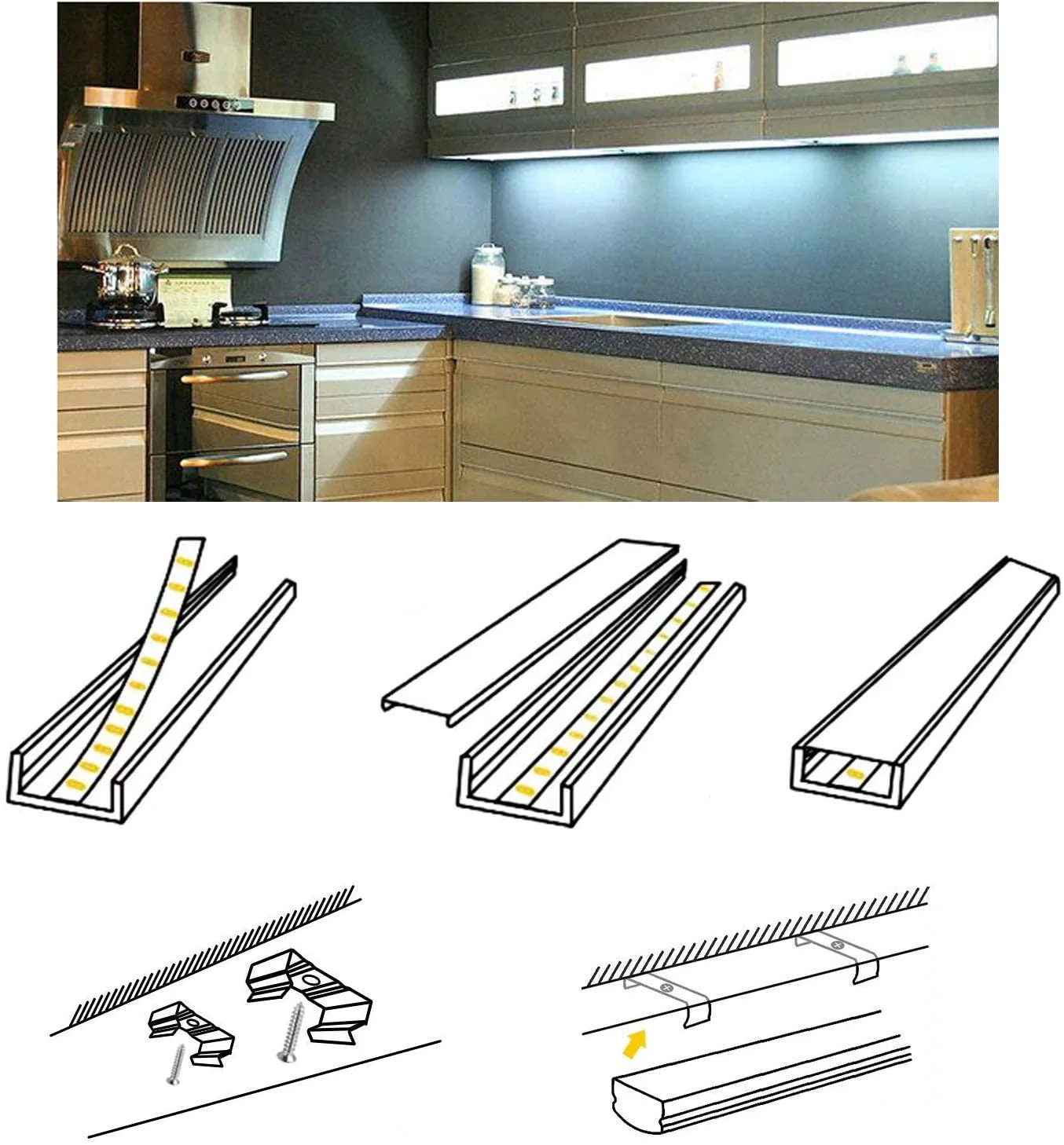 FluxTech - LED Strip Aluminum U Shape Channel with Milky White PC Cover