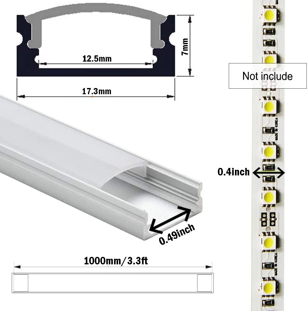 FluxTech - LED Strip Aluminum U Shape Channel with Milky White PC Cover