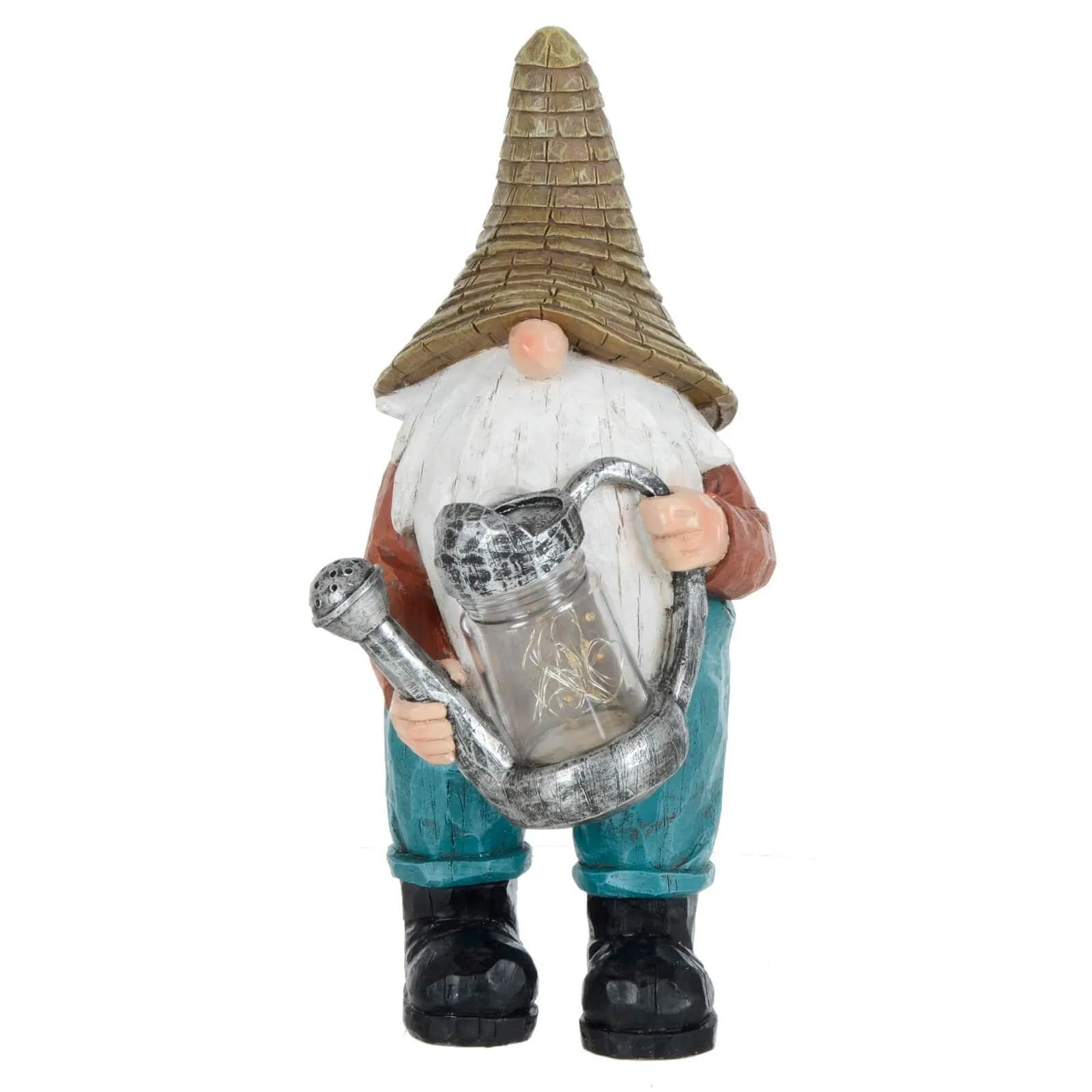 Garden Gnome Solar Decoration Outdoor 8 Yellow LED Lights 30cm