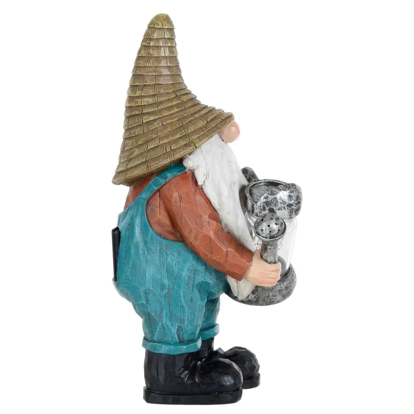 Garden Gnome Solar Decoration Outdoor 8 Yellow LED Lights 30cm