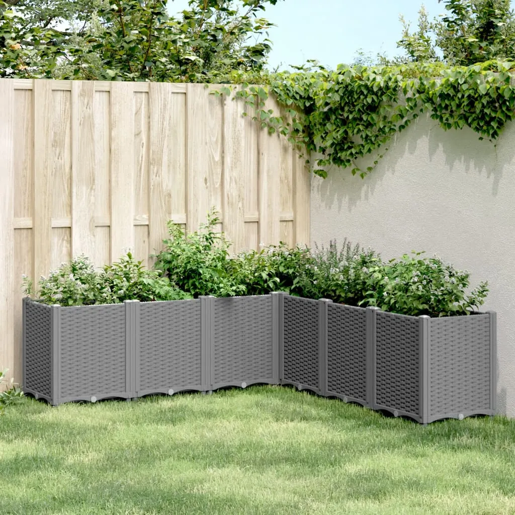 Garden Planter Light Grey 160x160x53 cm PP