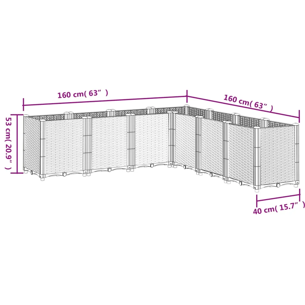 Garden Planter Light Grey 160x160x53 cm PP