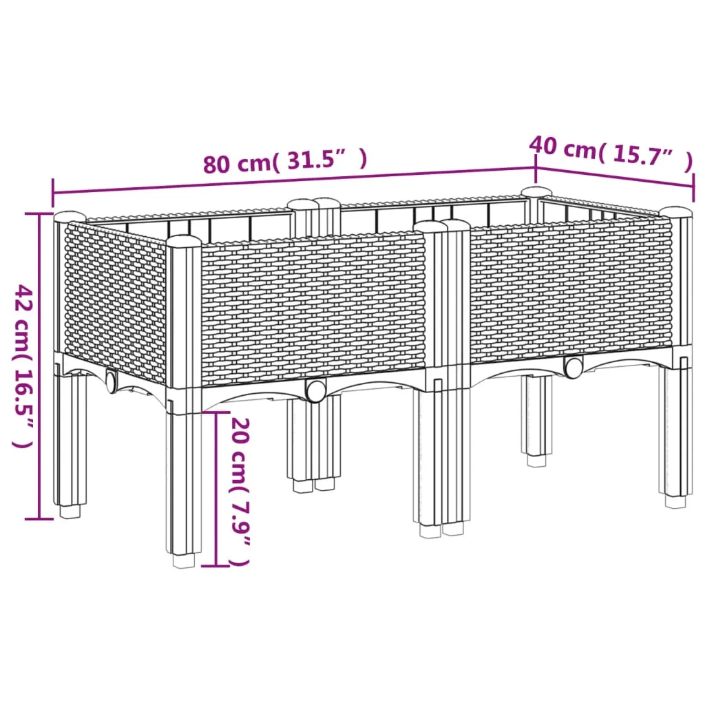 Garden Planter with Legs Light Grey 80x40x42 cm PP