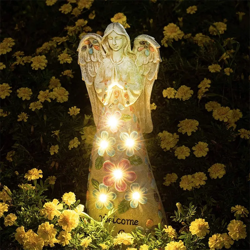 Garden Waterproof Resin Angel Statue Solar Light Ornament