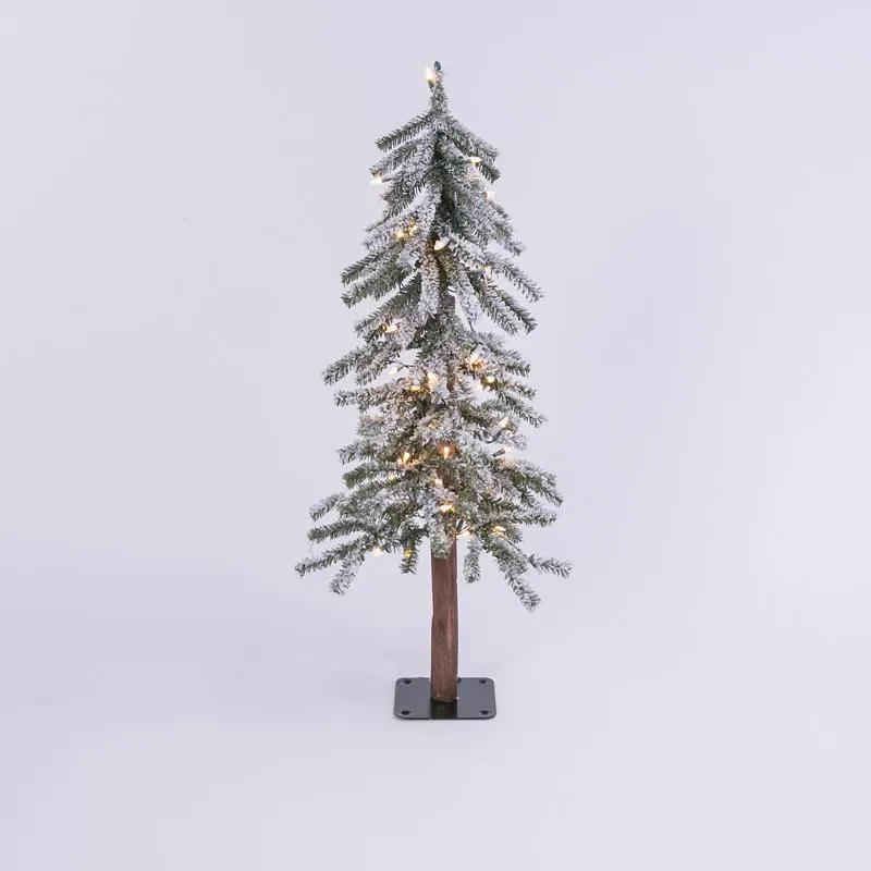 Gerson 3 ft. Slim Incandescent 50 ct Flocked Alpine Christmas Tree