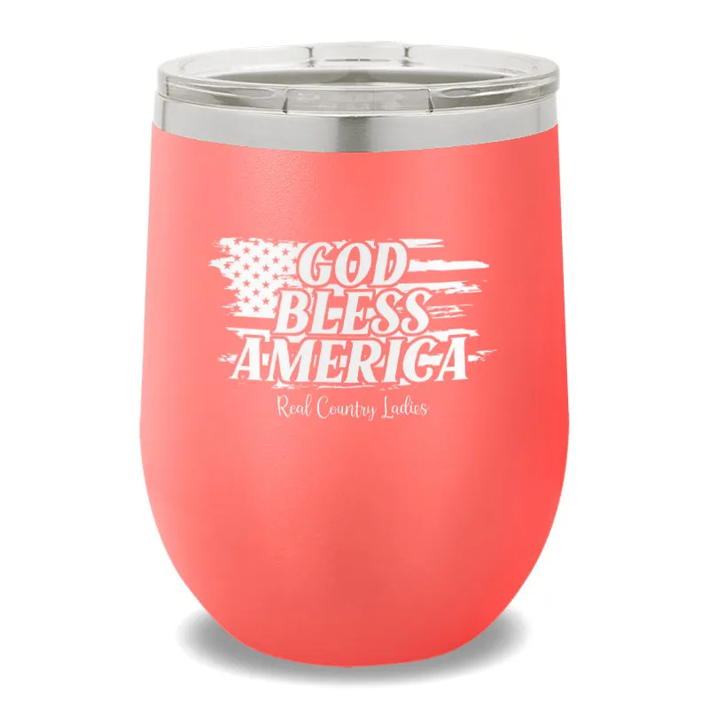 God Bless America 12oz Stemless Wine Cup