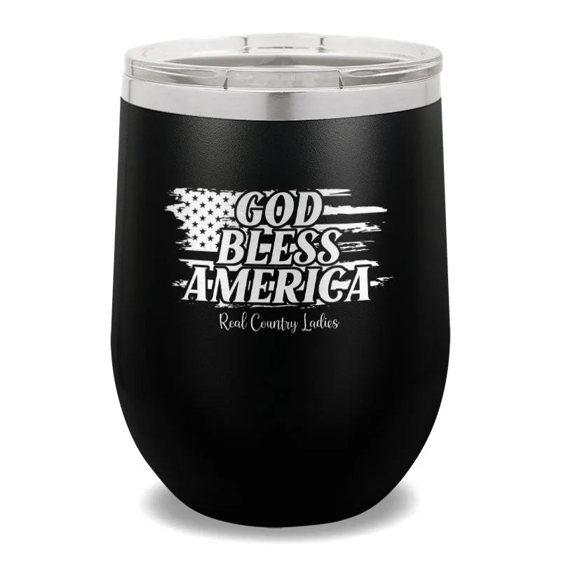 God Bless America 12oz Stemless Wine Cup