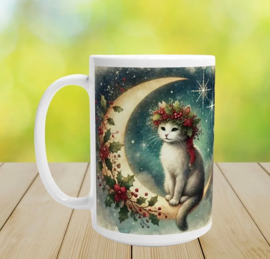 Holiday Moon - Cat Lover - 15oz Ceramic Mug