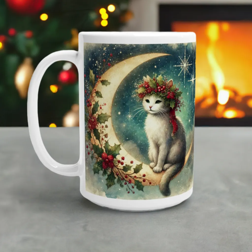 Holiday Moon - Cat Lover - 15oz Ceramic Mug