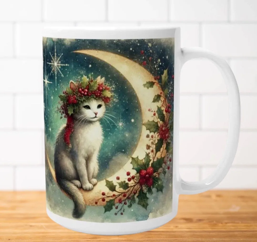 Holiday Moon - Cat Lover - 15oz Ceramic Mug