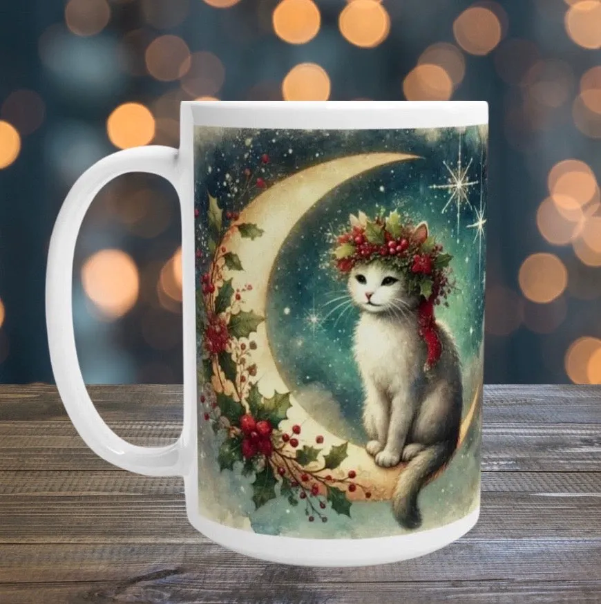 Holiday Moon - Cat Lover - 15oz Ceramic Mug