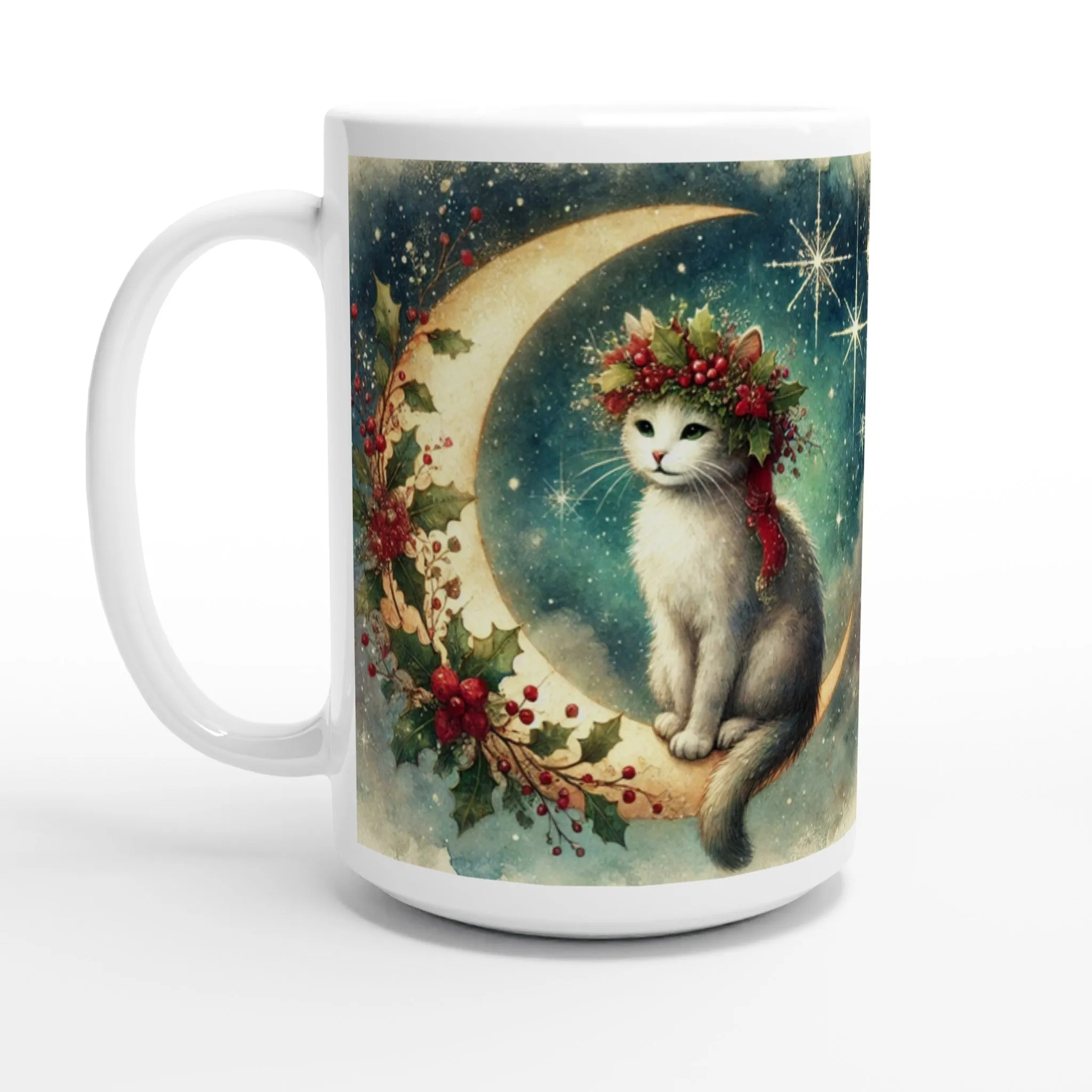 Holiday Moon - Cat Lover - 15oz Ceramic Mug