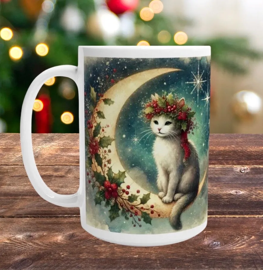 Holiday Moon - Cat Lover - 15oz Ceramic Mug