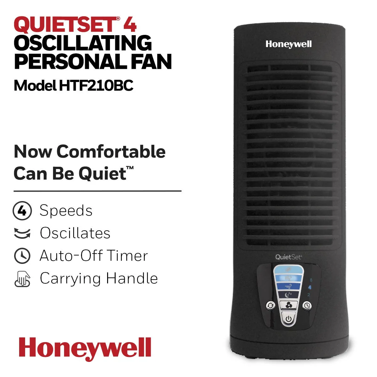 Honeywell QuietSet 4 Oscillating Personal Fan Slim Mini Tower