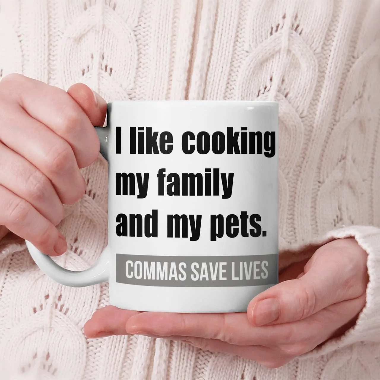 I Like Cooking My Family And My Pets, Commas Save Lives Mug