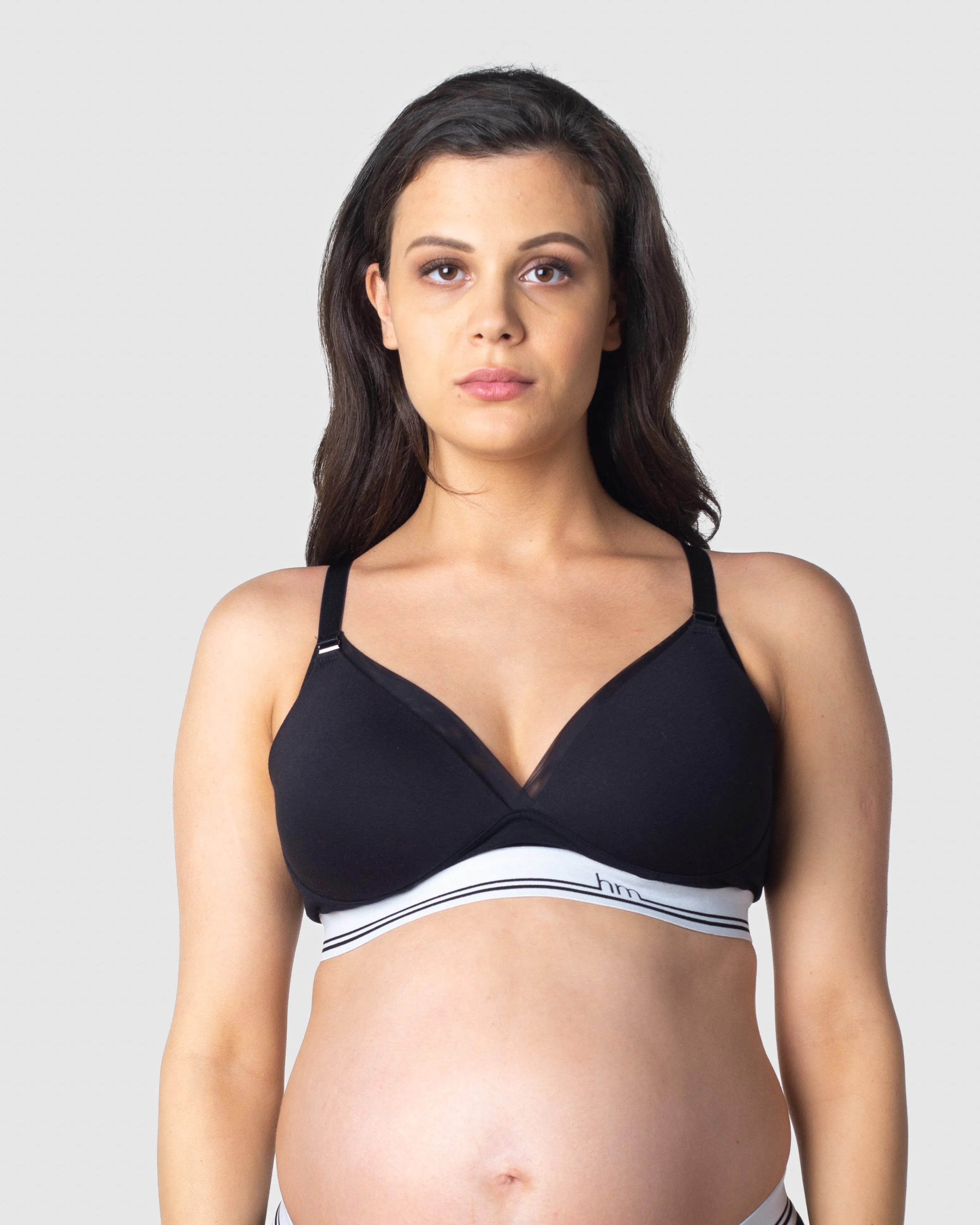 ICON COTTON BLACK T-SHIRT NURSING BRA - WIREFREE