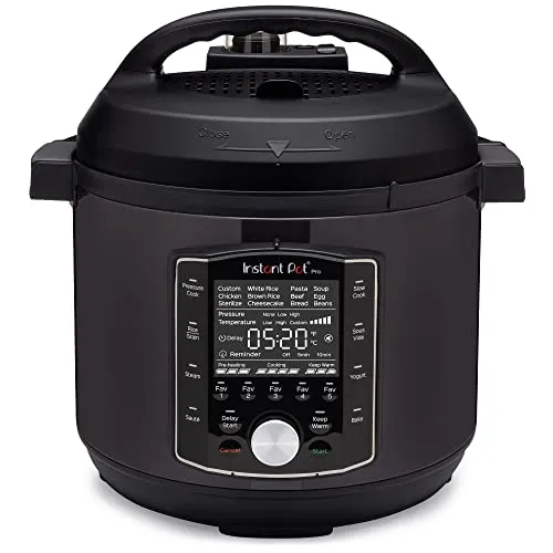 Instant Pot Pro (8 QT) 10-in-1 Pressure Cooker, Slow Cooker, Rice/Grain Cooker, Steamer, Sauté, Sous Vide, Yogurt Maker, Sterilizer, and Warmer, Includes App With Over 800 Recipes, Black