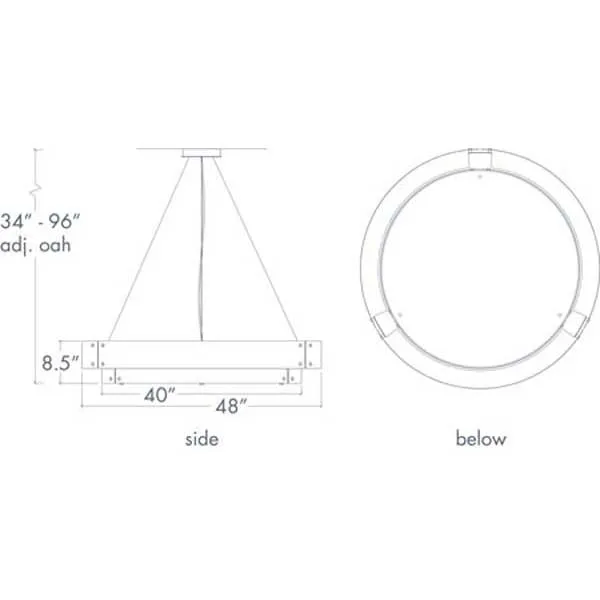 Invicta 16357-48-CH Indoor/Outdoor Dark Iron Cable Hung Pendant By Ultralights Lighting