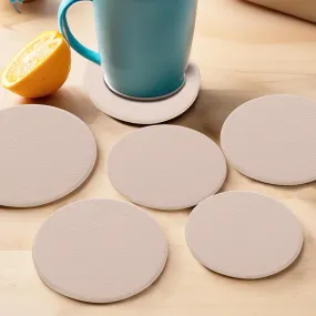 Kuber Industries 30 Pcs Anti-Skid Tea Coaster for Hot Pots | Round Tea Cup & Water Glass Cover Top Lid for Teapoy & Center Table - Beige