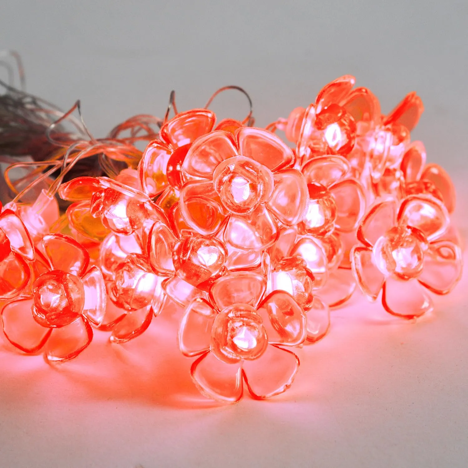 Kuber Industries Diwali Lights | 14 Flower Fairy Lights for Diwali | Christmas | Home Decoration | Indoor & outdoor | Diwali Lights for Decoration | Crystal Flower | Brown