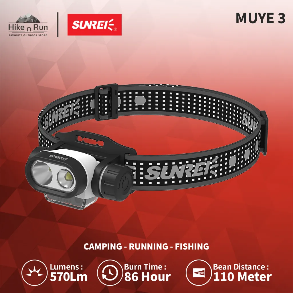 Lampu Kepala Sunrei MUYE 3 Emergency Outdoor Headlamp