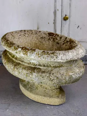 Large antique French oval garden planter - reconstituted stone 17" x 26"