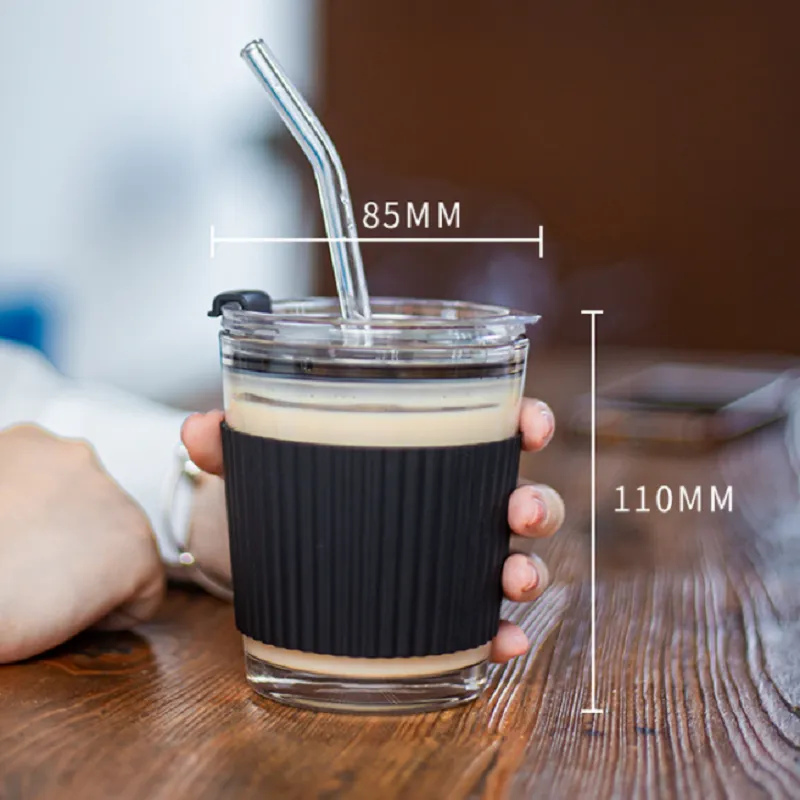 LDM Glass Straw Cup Milk Coffee Cup Milk Tea Glass