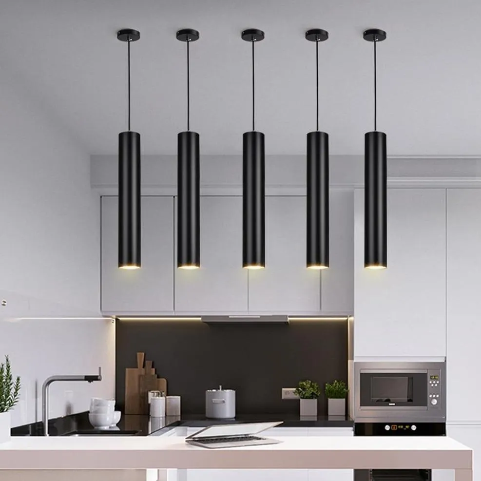 Long Tube LED Pendant Kitchen Island Hanging Lamps