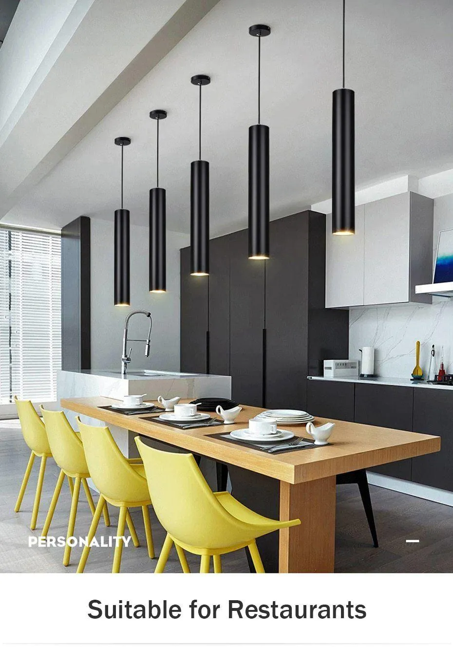 Long Tube LED Pendant Kitchen Island Hanging Lamps