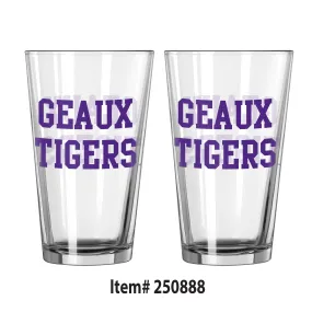 LSU Tigers NCAA Boelter Brands "Geaux Tigers" Clear Pint Glass (16oz)