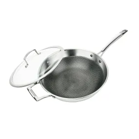 MASTERPAN Nonstick 3-Ply Chefs Wok & Glass Lid, 12" (30cm)