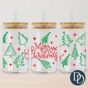 Merry Christmas Doodle Trees *UV DTF Cup Wrap*