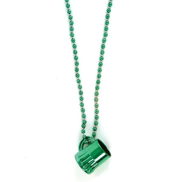 Metallic Green Beer Mug Bead