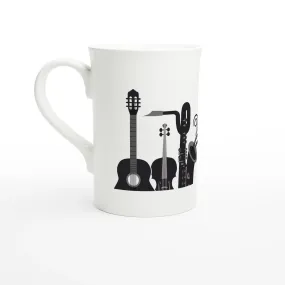 Musical Instruments and Notes Design in Porcelain Slim Mug