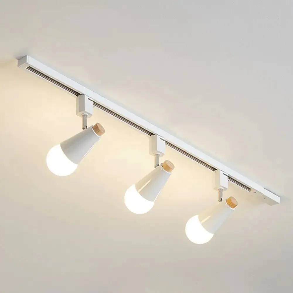 Nordic Conical Semi Flush Track Light for Living Room Ceiling