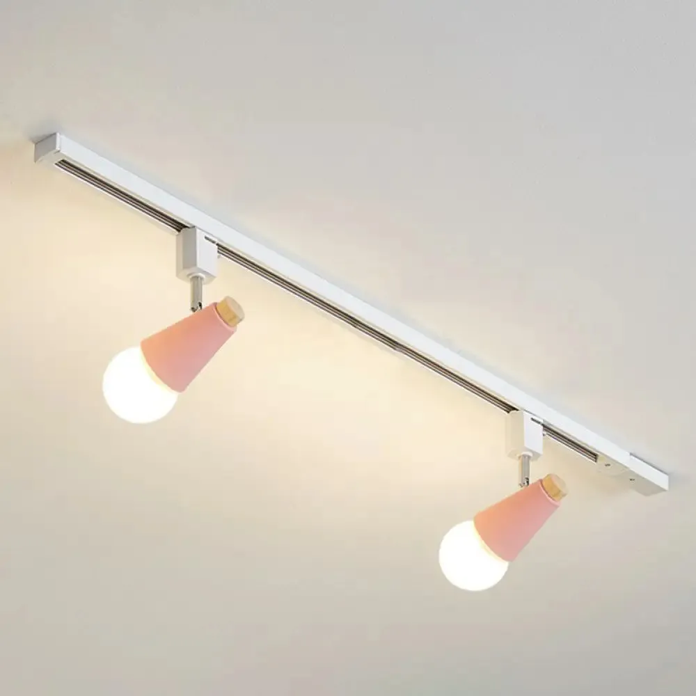 Nordic Conical Semi Flush Track Light for Living Room Ceiling