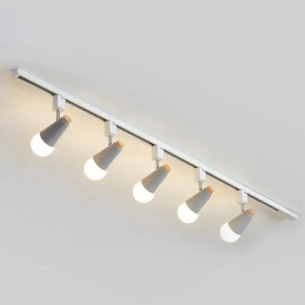 Nordic Conical Semi Flush Track Light for Living Room Ceiling