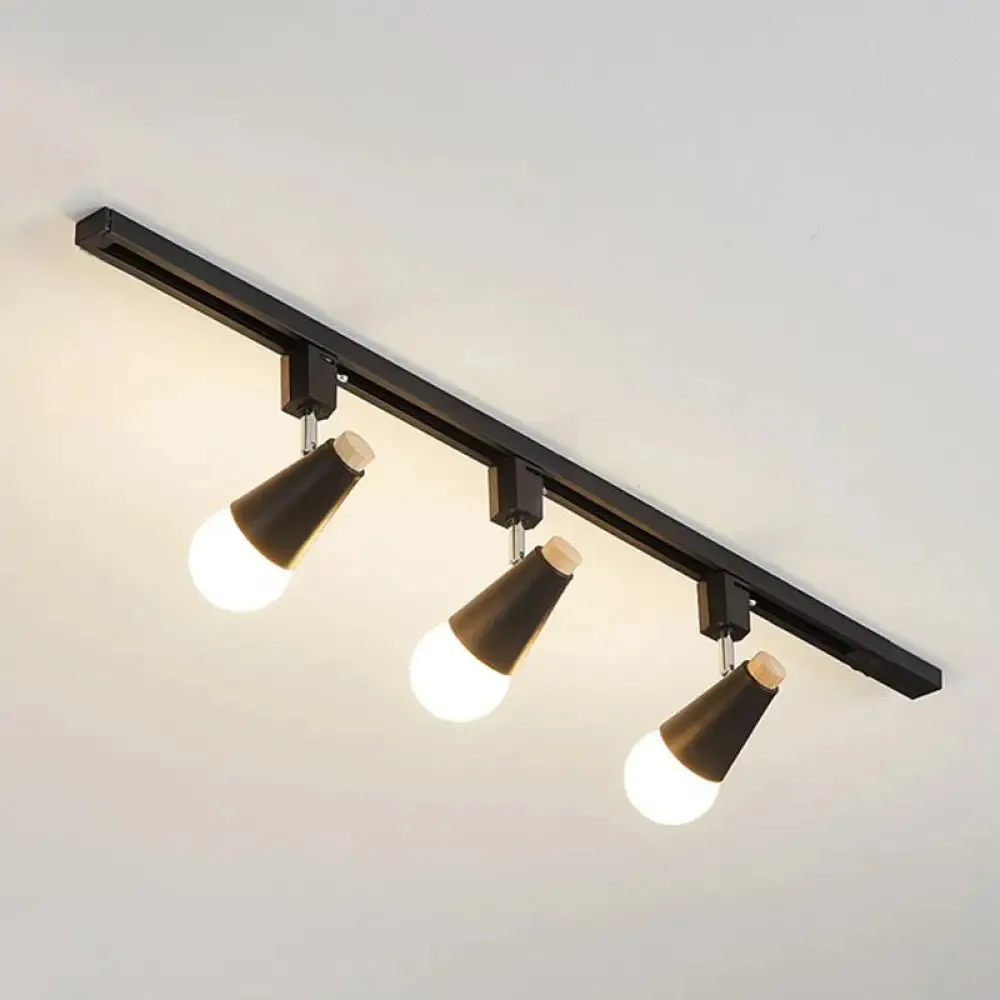 Nordic Conical Semi Flush Track Light for Living Room Ceiling